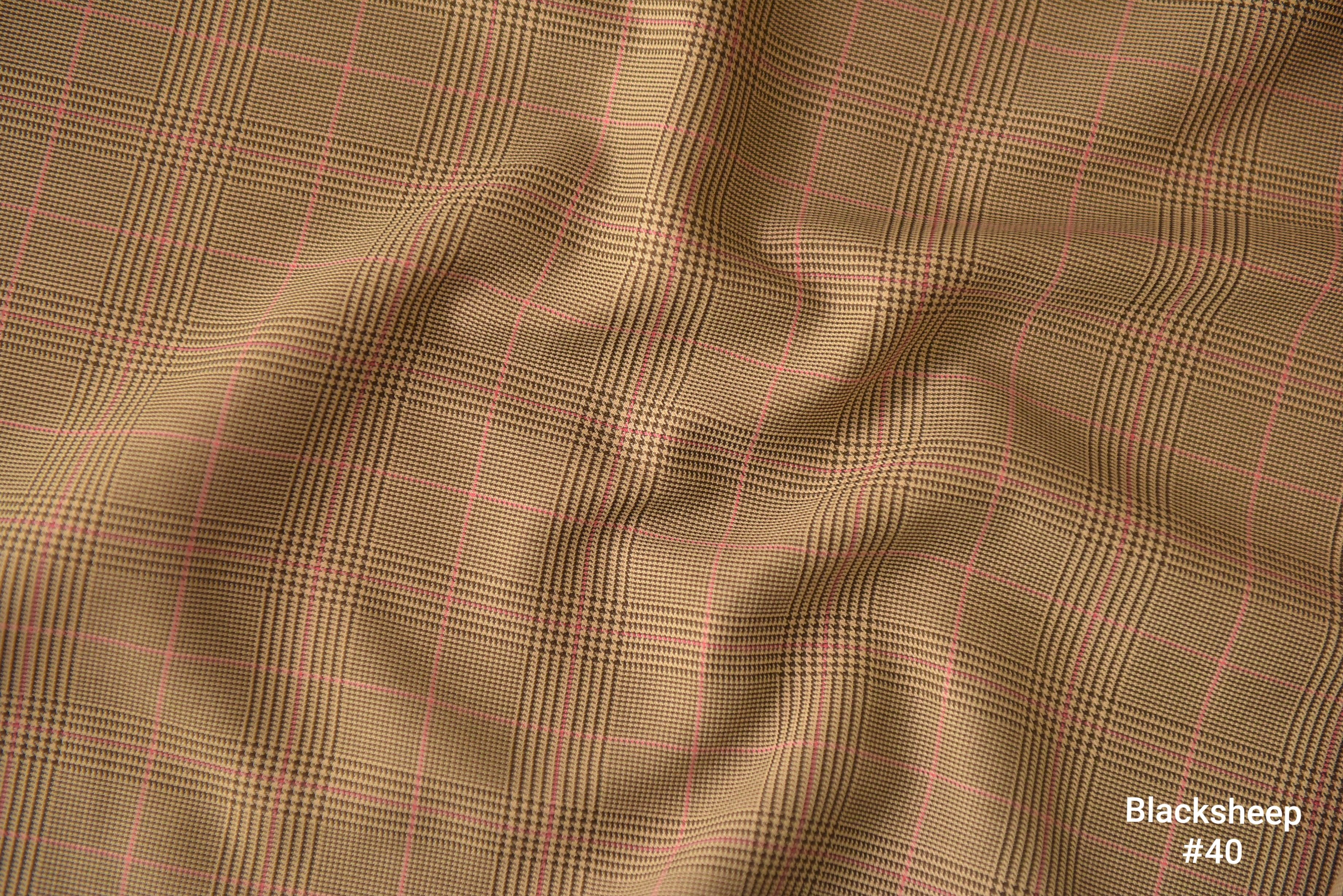 Tan Glen Check Wool Blend Suit with Pink Overcheck