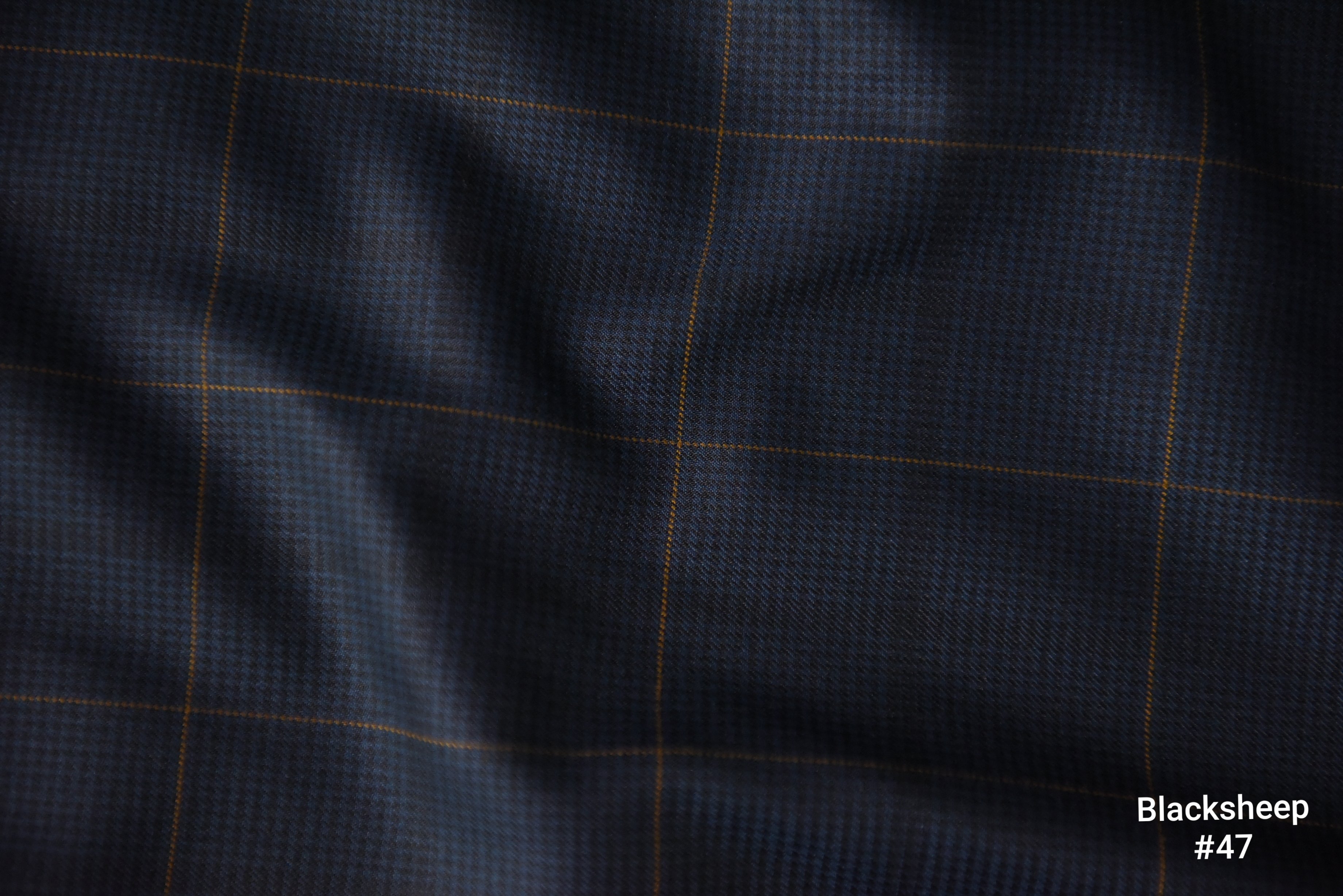 Navy Windowpane Wool Blend Blazer with Gold Lines