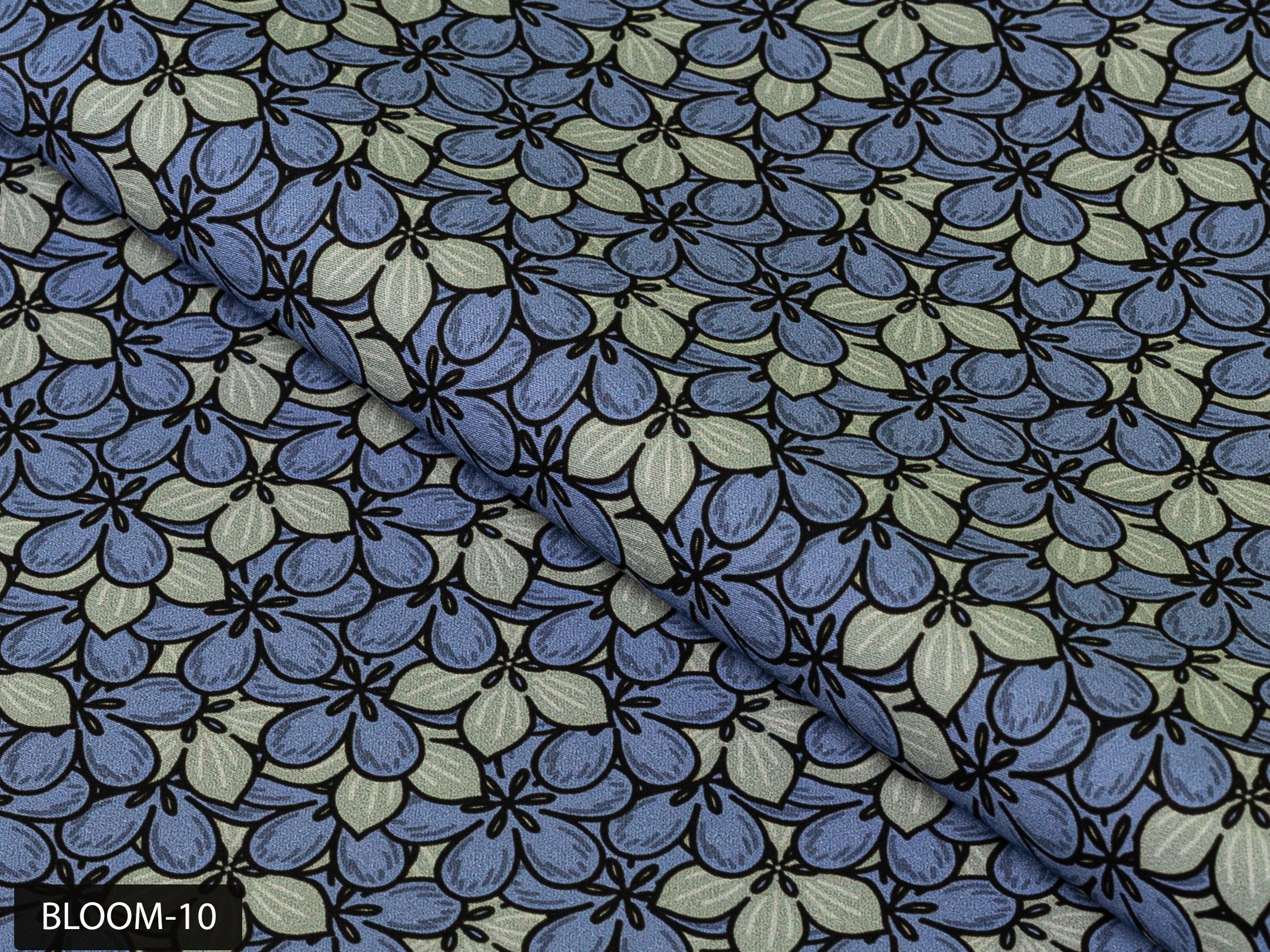 Blue and Sage Petal Cluster Print Shirt