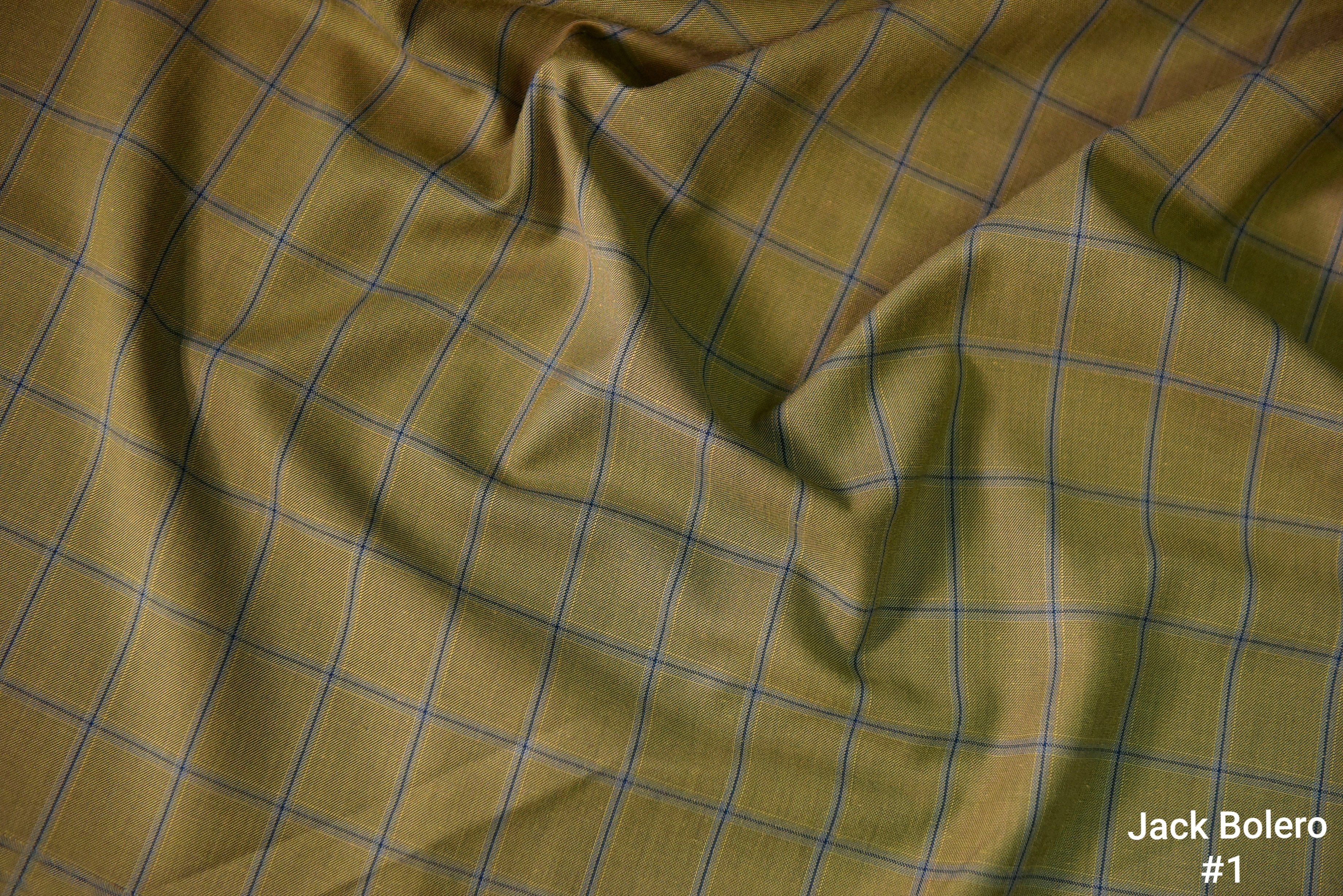 Olive Windowpane Trousers with Blue Lines